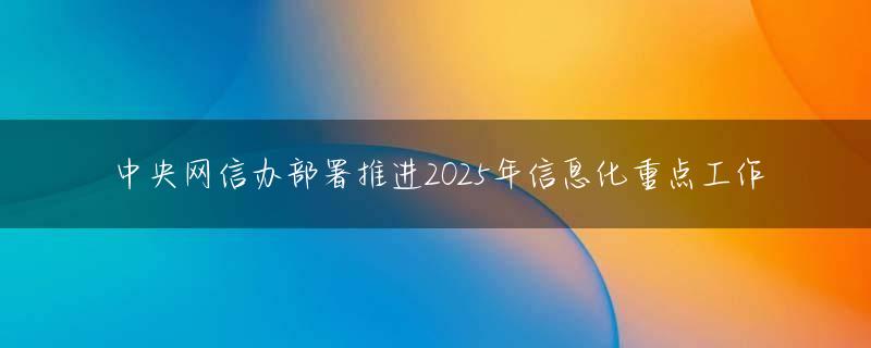 中央网信办部署推进2025年信息化重点工作