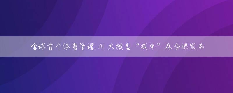 全球首个体重管理 AI 大模型“减单”在合肥发布