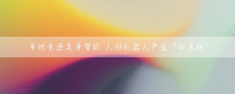 多地竞逐具身智能 人形机器人产业“加速跑”
