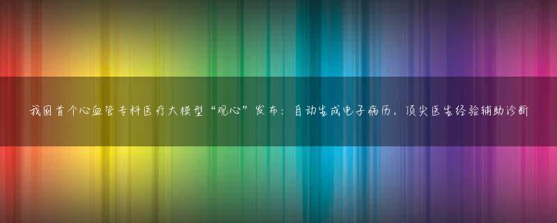 我国首个心血管专科医疗大模型“观心”发布：自动生成电子病历，顶尖医生经验辅助诊断