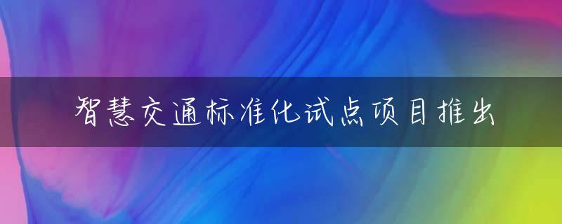 智慧交通标准化试点项目推出