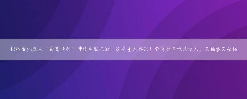 稚晖君机器人“葡萄缝针”神技再现江湖，这次是人形的！骑自行车惊呆众人：又抽象又硬核