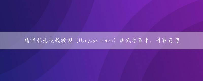 腾讯混元视频模型（Hunyuan Video）测试招募中，开源在望