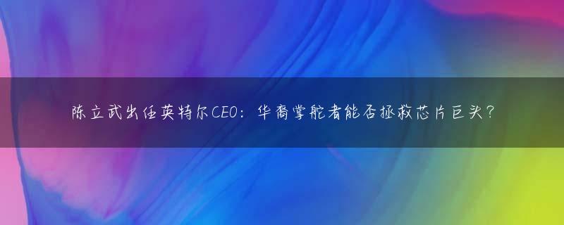 陈立武出任英特尔CEO：华裔掌舵者能否拯救芯片巨头？